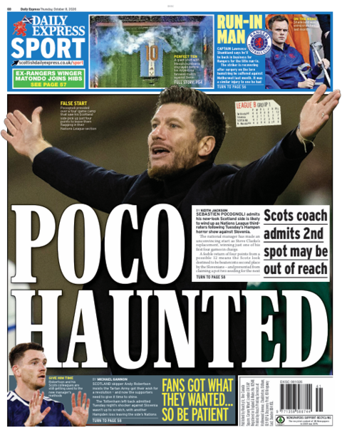 The back page of the Scottish Daily Express on 081026