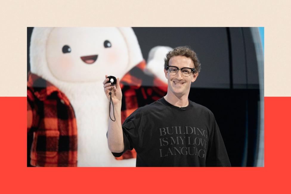 Mark Zuckerberg, chief executive officer of Meta Platforms Inc., reveals the Muse Charm device during the Meta Connect event in Menlo Park, California, US, on Wednesday, Sept. 23, 2026. The event showcases Meta's latest breakthroughs in AI technologies, AI glasses and VR.
