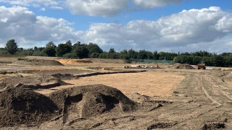 An image shows construction work on a plot of land earmarked for a huge data centre