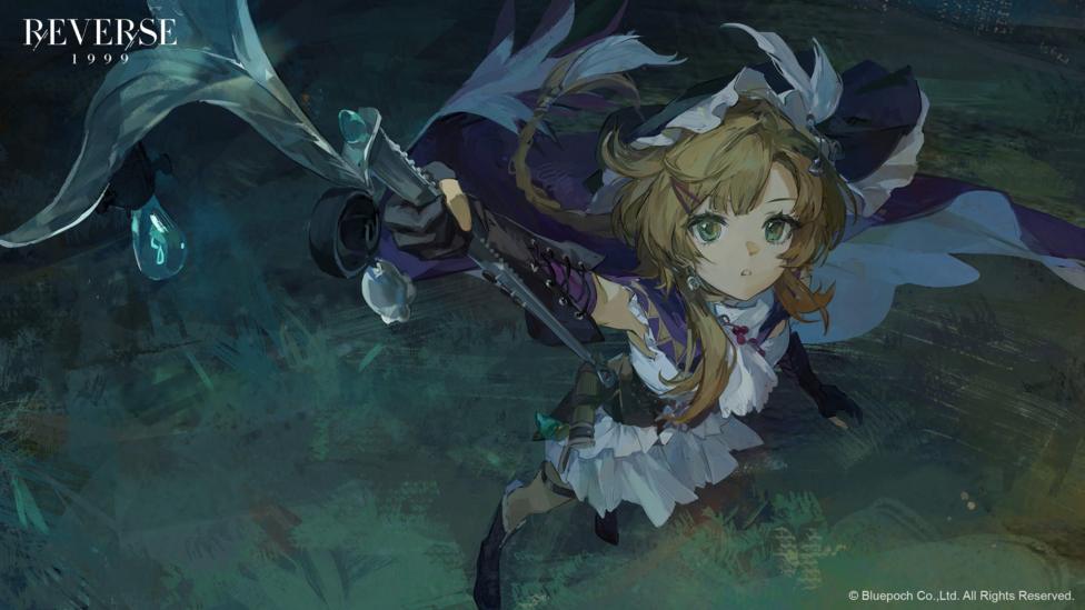 The video game character holds a sword and looks up to the sky wearing the traditional 20th century clothing inspired by Welsh history.