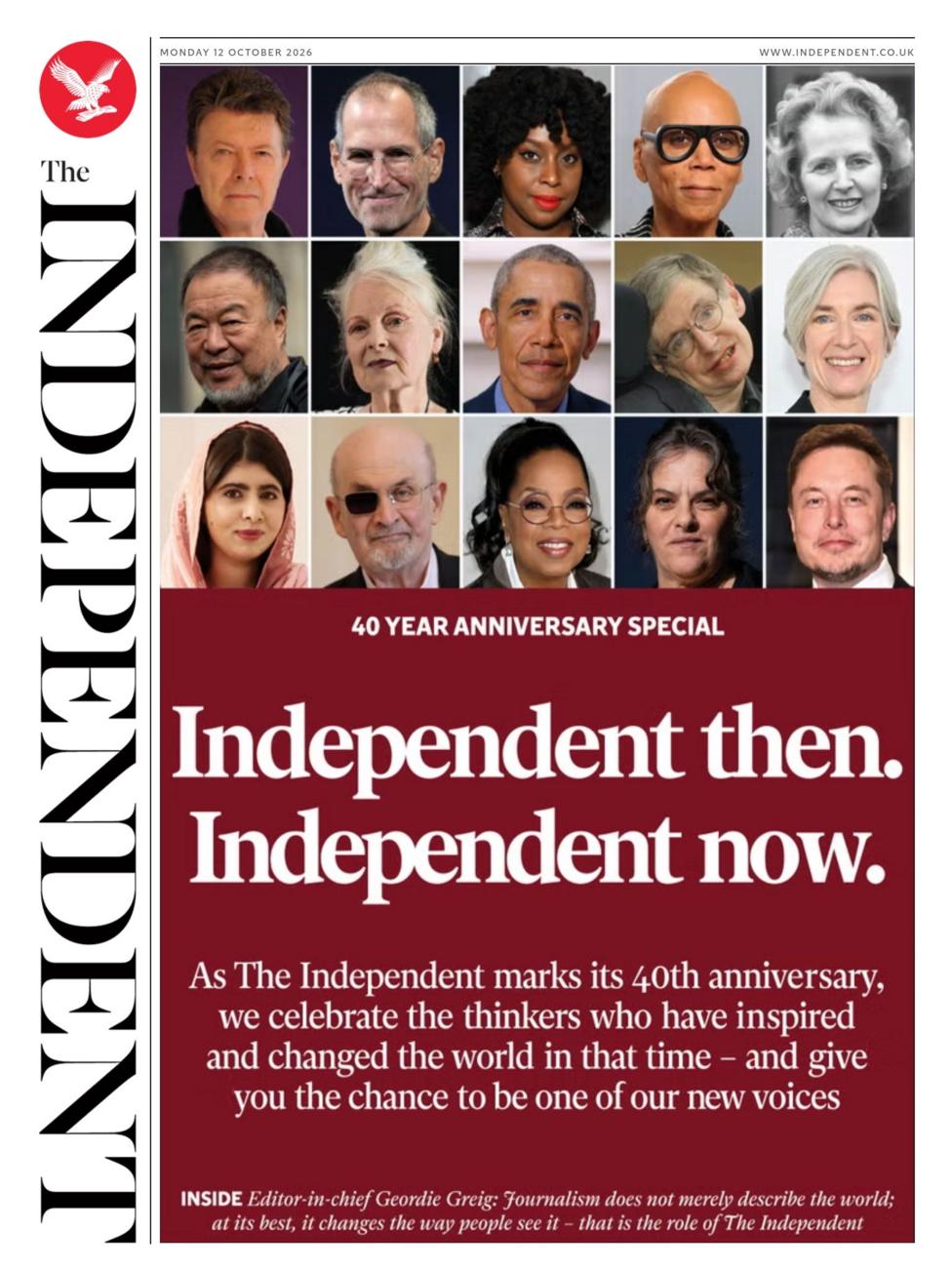"Independent then. Independent now" reads the headline on the front page of te Independent.
