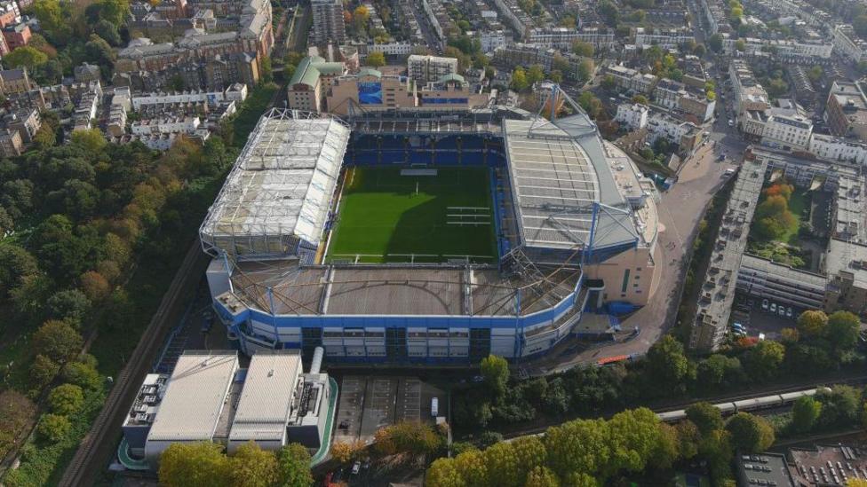 Aerial view of Stamford Bridge