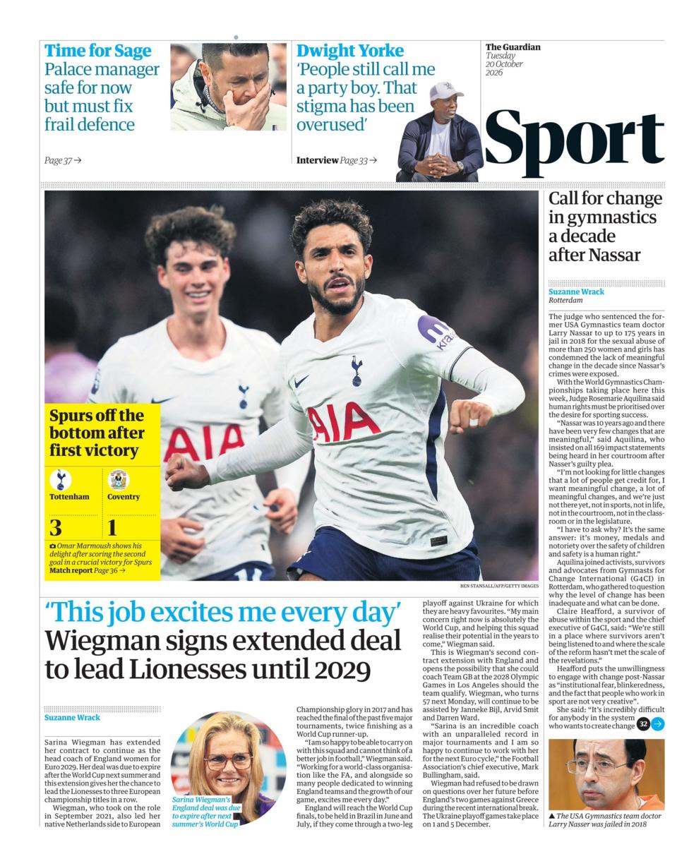 Guardian back page