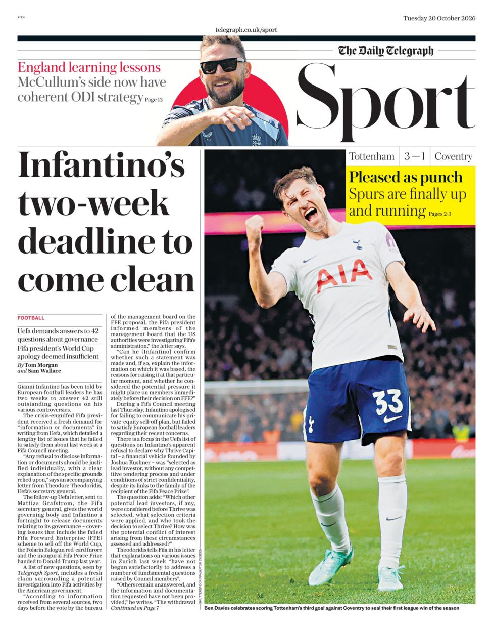 Telegraph back page