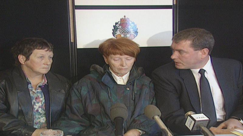 Mhairi Smith appearing in a televised appeal for information over her daughter, Shona Stevens, murder in 1994.