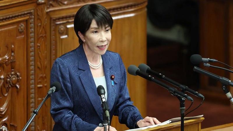 Sanae Takaichi, Japan's prime minister, delivers a policy speech during an extraordinary session at the lower house of parliament in Tokyo, Japan, on Monday, Oct. 5, 2026.