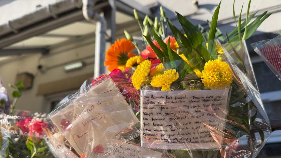 Floral tribute left at scene