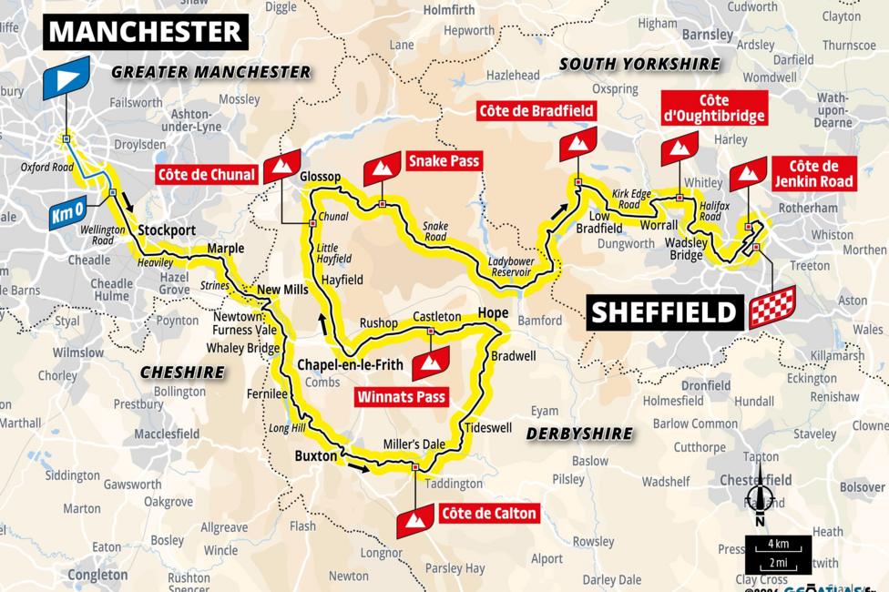 Tour de France Femmes stage two map