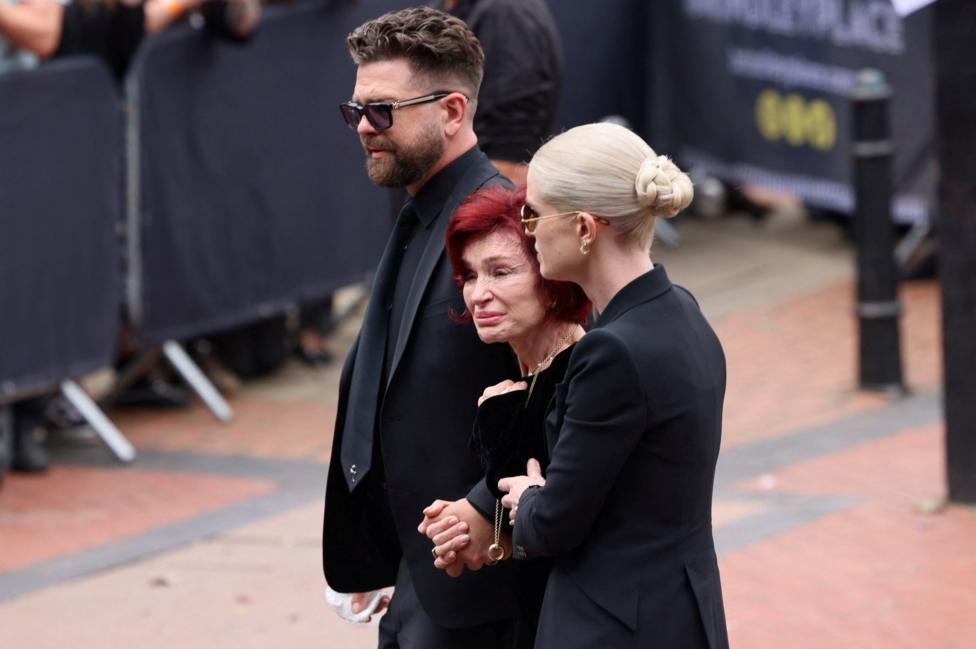 Jack, Sharon and Kelly Osbourne at Ozzy's funeral in Birmingham
