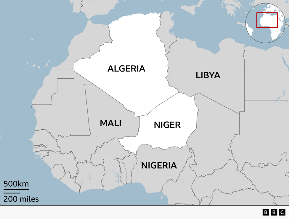 A map showing Algeria and Niger