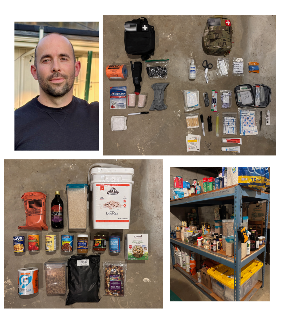 Pictures of Dan C and his emergency supplies